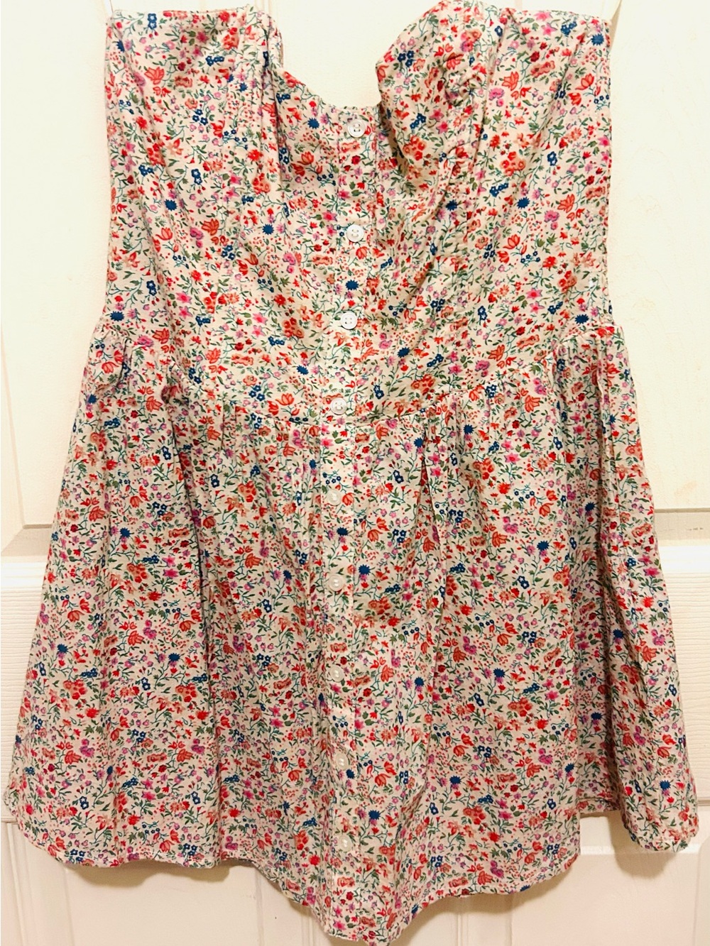 Needles Floral Button-Front Camisole — Cream with Multicolor Floral Print